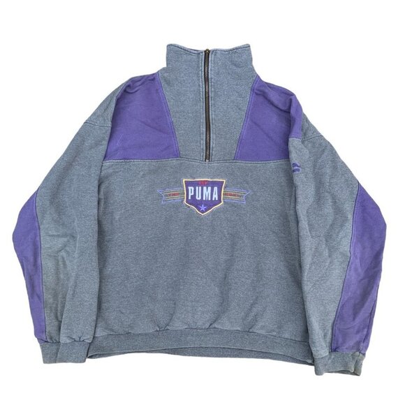 VINTAGE 1998 Puma Windbreaker XL Y2K Gray/Purple - Picture 1 of 7